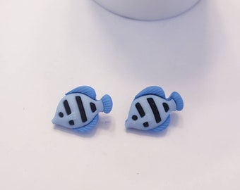 Coral Reef Tropical Fish Button Stud Earrings