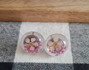 Resin Flower Button Stud Earrings