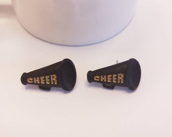 Gold & Black Cheer Stud Earrings