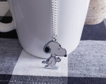 Charlie Brown, Snoopy and Friends Chunky Enamel Pendant Silver Necklace