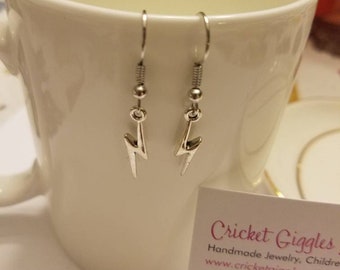 Lightning Bolt Silver Dangle Earrings