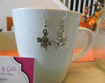 White Rabbit Wonderland Charm Dangle Earrings