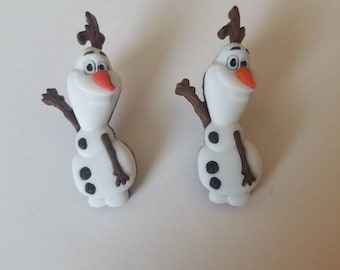 Frozen Olaf Snowman Button Stud Earrings