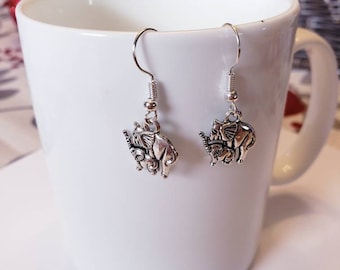 Dumbo Inspired Mother & Baby Elephant Silver Dangle Earrings