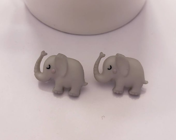 Sleepy Elephant Stud Earrings
