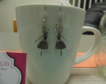 Twirling Ballerina Silver Dangle Earrings