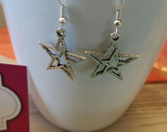 Double Star Charm Dangle Earrings