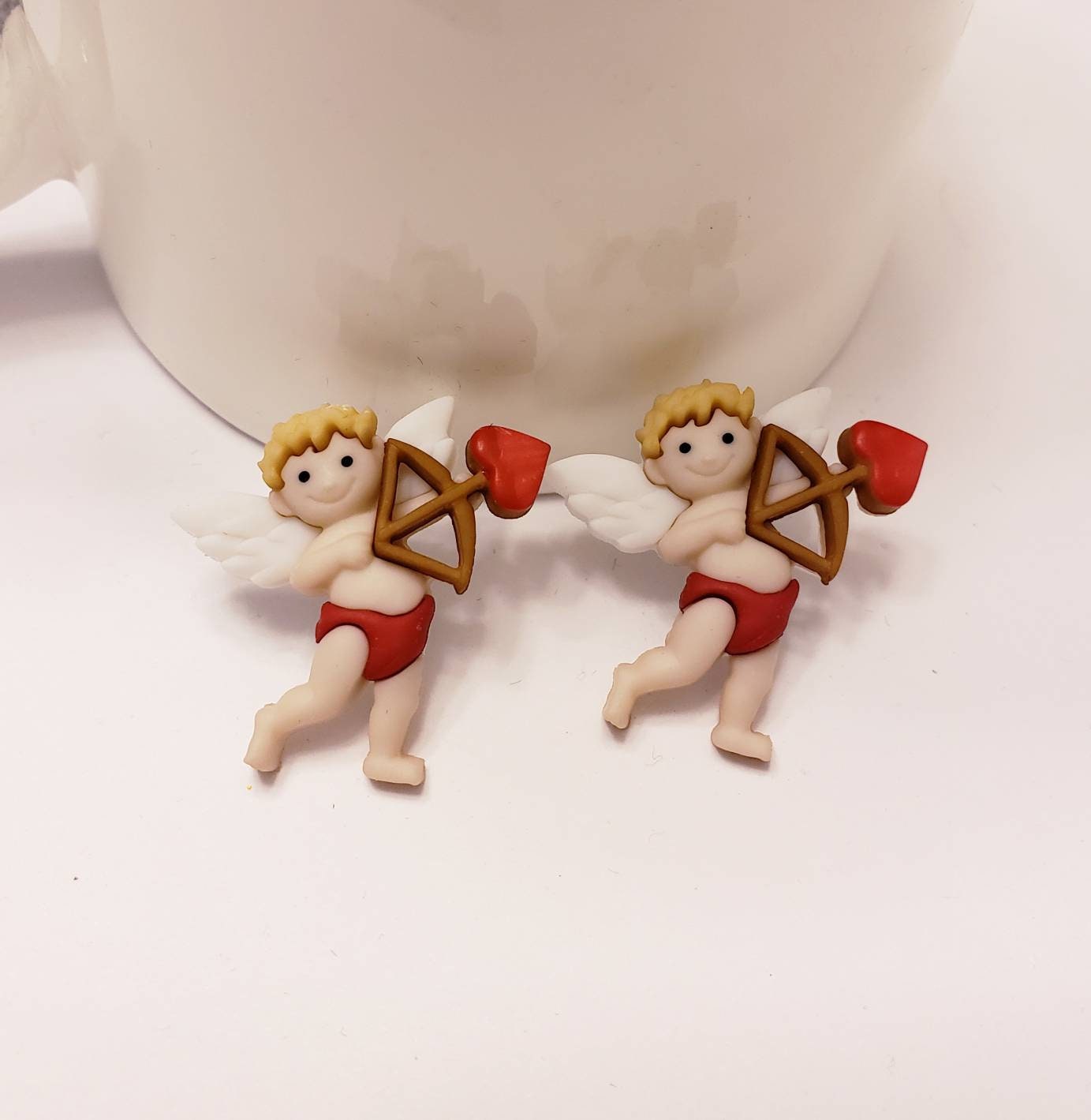 Valentine's Cupid Button Stud Earrings