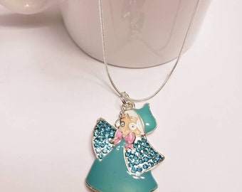 Animated Character Chunky Enamel Pendant Silver Necklace