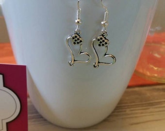 Double Heart Charm Dangle Earrings