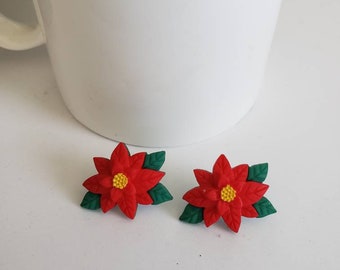 Holiday Poinsettia Stud Earrings