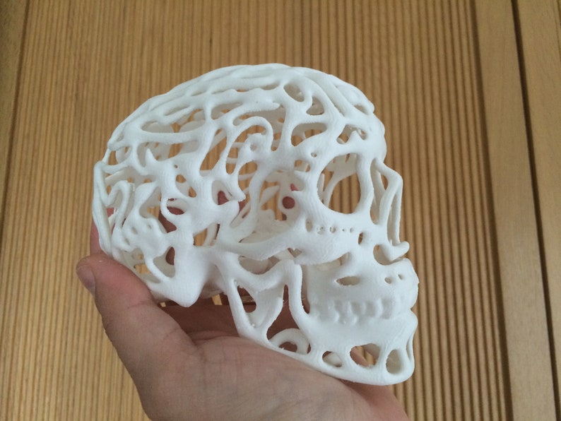 Pu&ograve; includere: Un teschio bianco stampato in 3D con un design dettagliato, intricato e traforato. Il teschio &egrave; vuoto e presenta un design delicato e intricato.