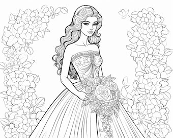 150 Bridesmaid Girls Coloring Pages (Wedding) Adult Printable Digital Instant Download PDF Best Selling Item Popular Item