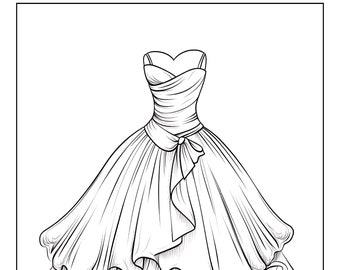 100 Dresses Fashion Coloring Pages for Kids and Adults Printable Digital Instant Download PDF Best Selling Item Popular Item