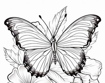 100 Butterflies Coloring Book Pages for Kids and Adults Printable Digital Instant Download PDF Best Selling Item Popular Item