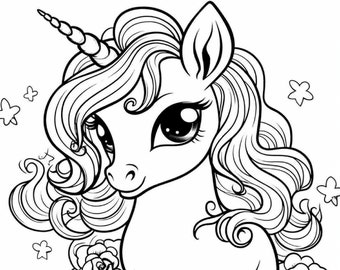 100 Cute Unicorn Coloring Pages - Adult and Kid Coloring Pages Printable Digital Instant Download PDF Best Selling Item Popular Item