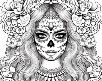 250 Adult Sugar Skull Girl Coloring Pages Adults & Kids Coloring Pages Printable Digital Instant Download PDF Best Selling Item Popular Item