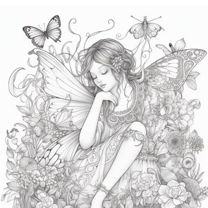 50 Beautiful Fairy Girl Coloring Pages - Adult and Kid Coloring Pages Printable Digital Instant Download PDF Best Selling Item Popular Item