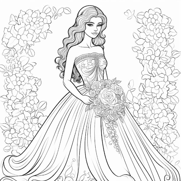 150 Bridesmaid Girls Coloring Pages (Wedding) Adult Printable Digital Instant Download PDF Best Selling Item Popular Item