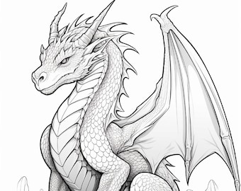 100 pages à colorier de dragons - 100 pages à colorier pour adultes et enfants, imprimables au format numérique, téléchargement immédiat au format PDF