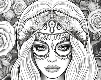 250 Adult Sugar Skull Girl Coloring Pages Adults & Kids Coloring Pages Printable Digital Instant Download PDF Best Selling Item Popular Item