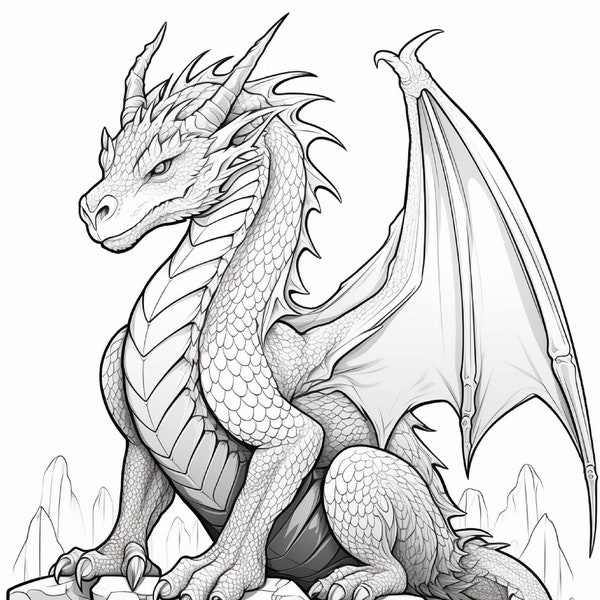 100 Dragon Kleurplaten - 100 pagina's Kleurplaten voor volwassenen en kinderen Afdrukbare digitale Instant Download PDF Bestverkopende item Populair