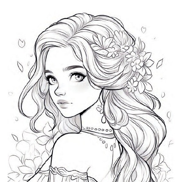 50 Cute Princess Coloring Book for Kids and Adults Printable Digital Instant Download PDF Best Selling Item Popular Item