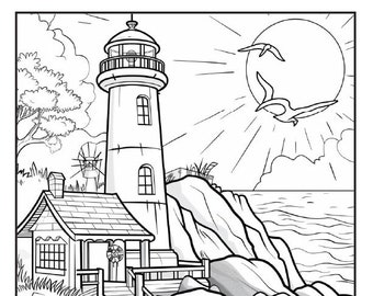 240 pages à colorier phare - pages à colorier pour adultes et enfants imprimables numériques téléchargement immédiat au format PDF Article le plus vendu Article populaire