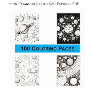 Best Seller Best Seller Galaxy Space Coloring Pages 100 Pages Printable Digital Instant Download PDF Best Selling Item Etsy Coloring Book