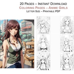 Best Seller Anime Girls Coloring Pages 20 Pages Printable Instant Download PDF Best Selling Item Etsy Coloring Book Trending on Etsy