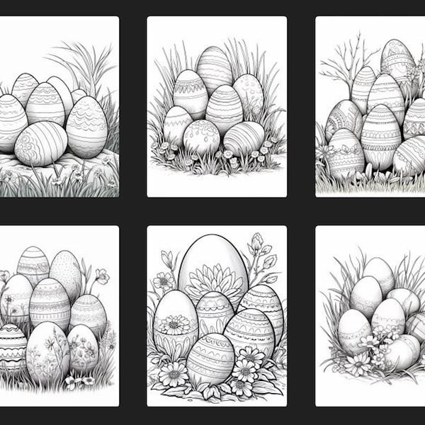 100 Easter Eggs Coloring Book Pages for Kids and Adults Printable Digital Instant Download PDF Best Selling Item Popular Item