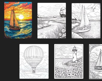 100 Sailing Coloring Pages Adults & Kids Coloring Pages Printable Digital Instant Download PDF Best Selling Item Most Popular Item