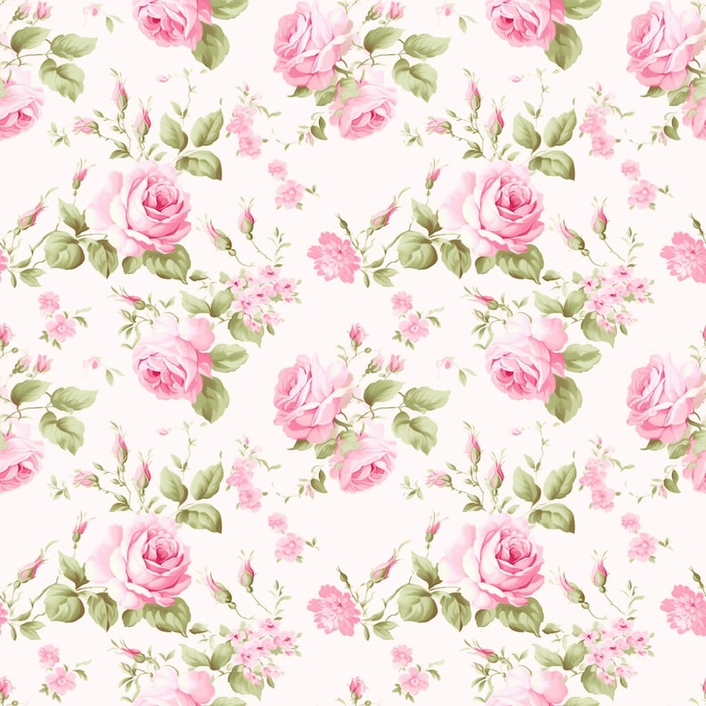 Pink Roses Prinatable 12 Pink Floral Paper Printable Digital Instant Download PDF Best ...