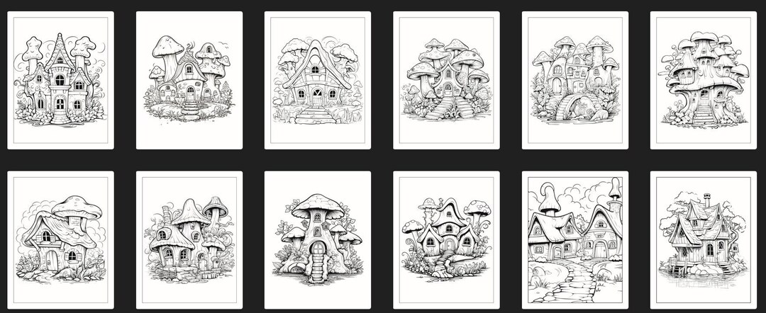 80 Magical Fairy Houses Mushroom Coloring Pages Adult and Kids Coloring ...