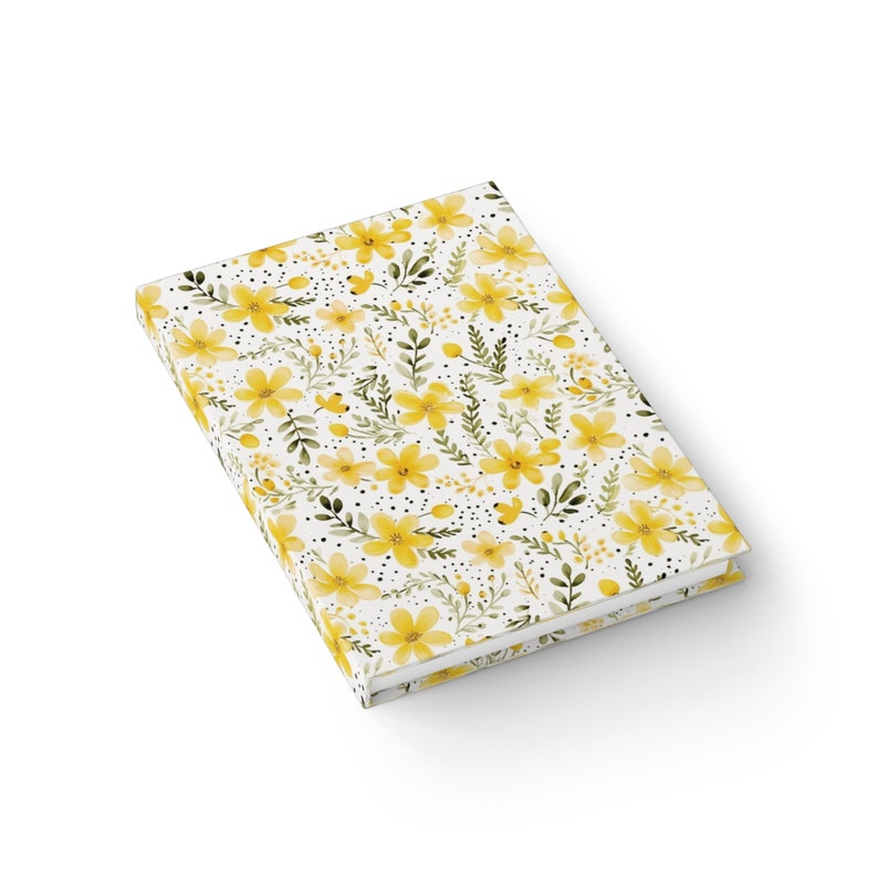 Yellow Floral Notebook Journal - 5x7 Inches Hardcover 128 Ruled Line ...