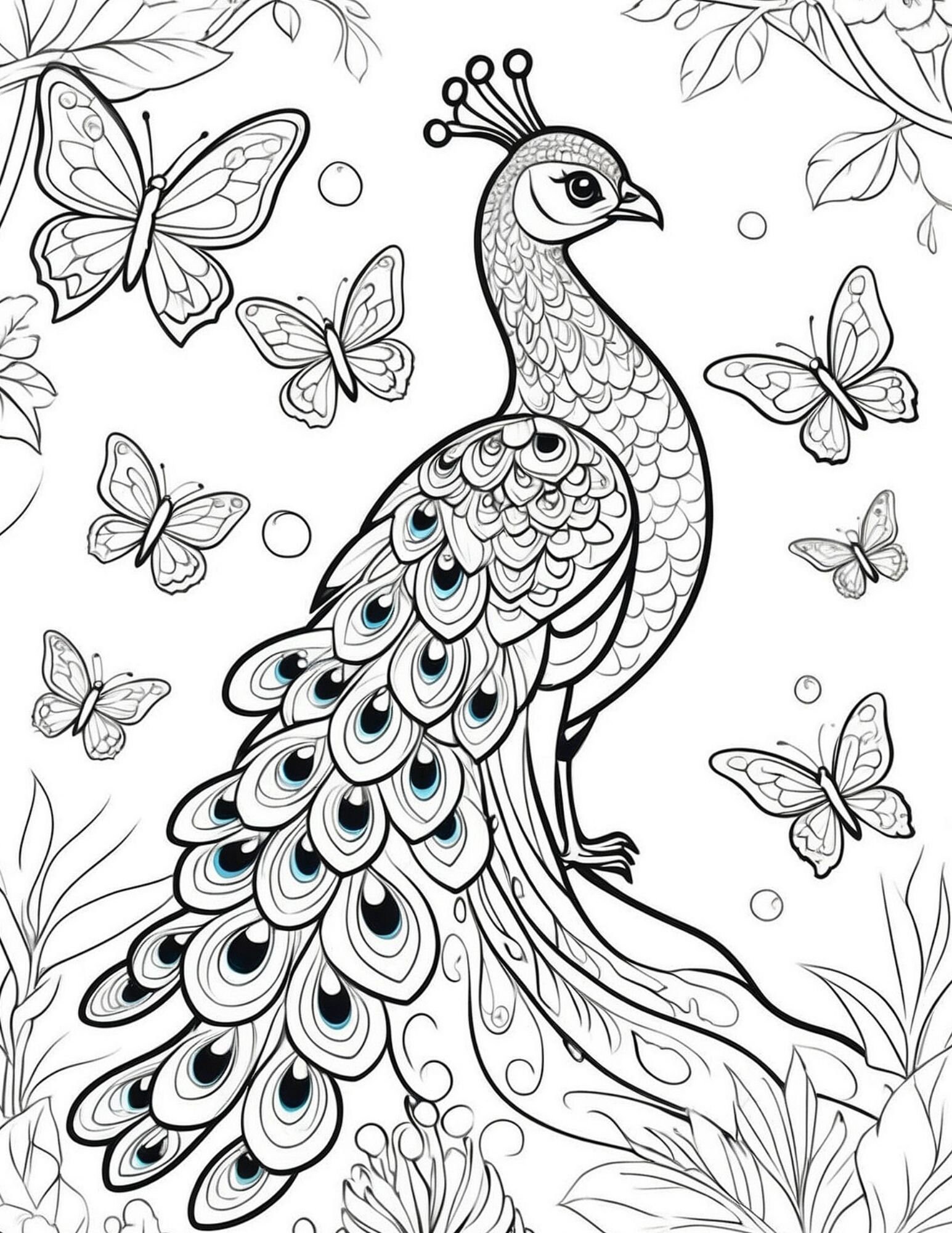 Best Selling Item 90 Peacock Coloring Pages Kids and Adults Coloring ...