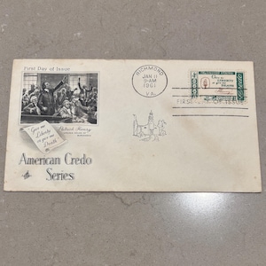Patrick Henry 1961 First Day Cover | Give Me Liberty Quote Stamp | American Credo Series | Richmond VA Postmark | Vintage Patriotic FDC