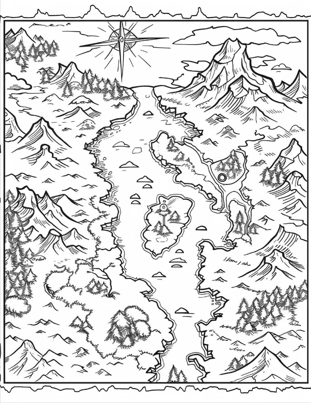 Best Seller 150 Fantasy Map Coloring Pages for Adults Printable Digital ...