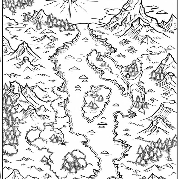 150 Fantasy Map Coloring Pages for Adults Printable Digital Instant Download PDF Best Selling Item Popular Item