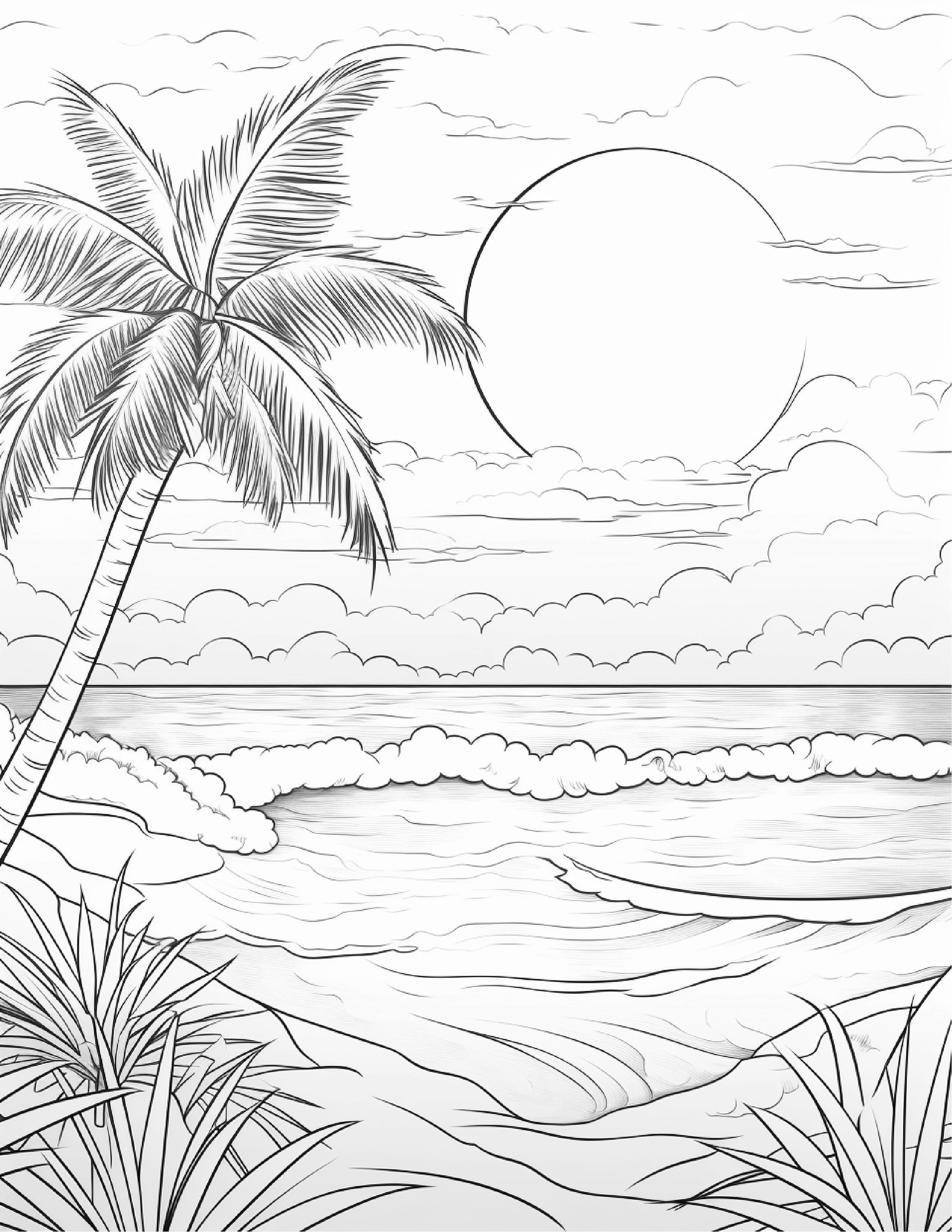 Printable Sunset Coloring Pages 2025