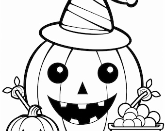 100 Cute Halloween Coloring Pages Printable PDF, Kawaii Spooky Cupcakes and Candy Coloring Book, Halloween Activity Sheets, Digital Download
