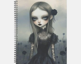 Gothic Girl Notebook Softcover Spiral 8.5 x 11 inches