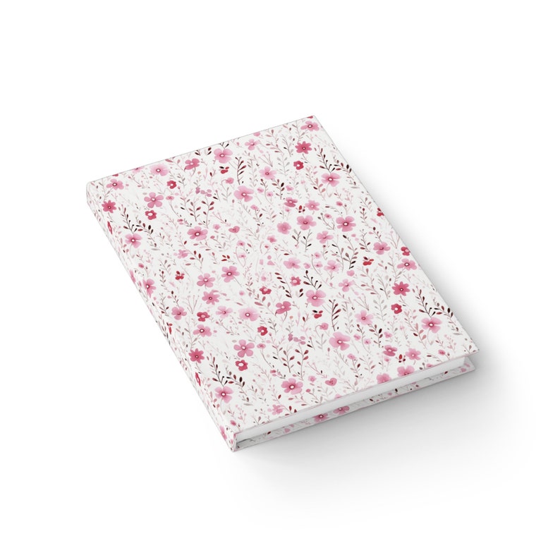 Pink Floral Notebook Journal - 5x7 Inches Hardcover 128 Ruled Line ...