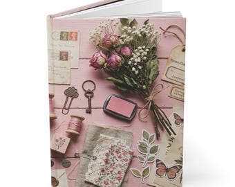 Pink Junk Journal Hardcover Notebook 5.75"x8" 150 Lined Pages Best Selling Item Most Popular Item Trending Plain Notebook