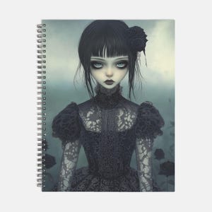 Gothic Girl Notebook Miękka okładka Spirala 8,5 x 11 cali