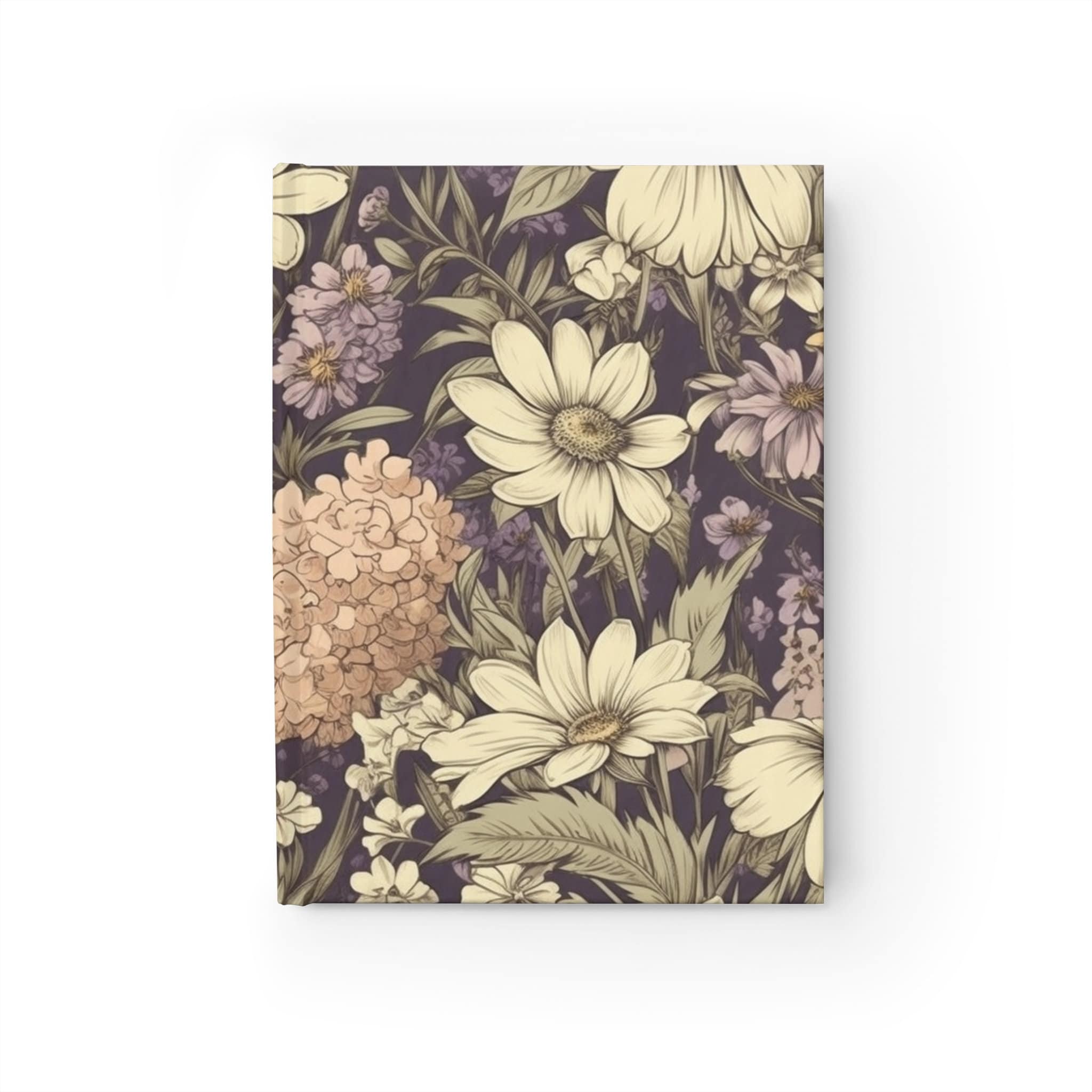 Purple Vintage Floral Notebook Journal - 5x7 Inches Hardcover 128 Ruled ...