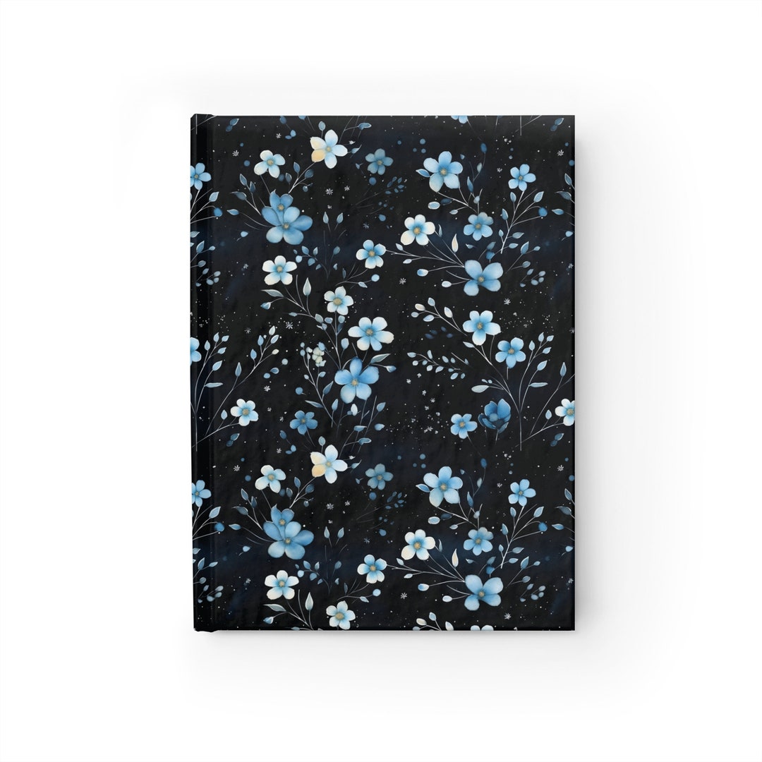 Blue Floral Notebook Journal - 5x7 Inches Hardcover 128 Ruled Line ...