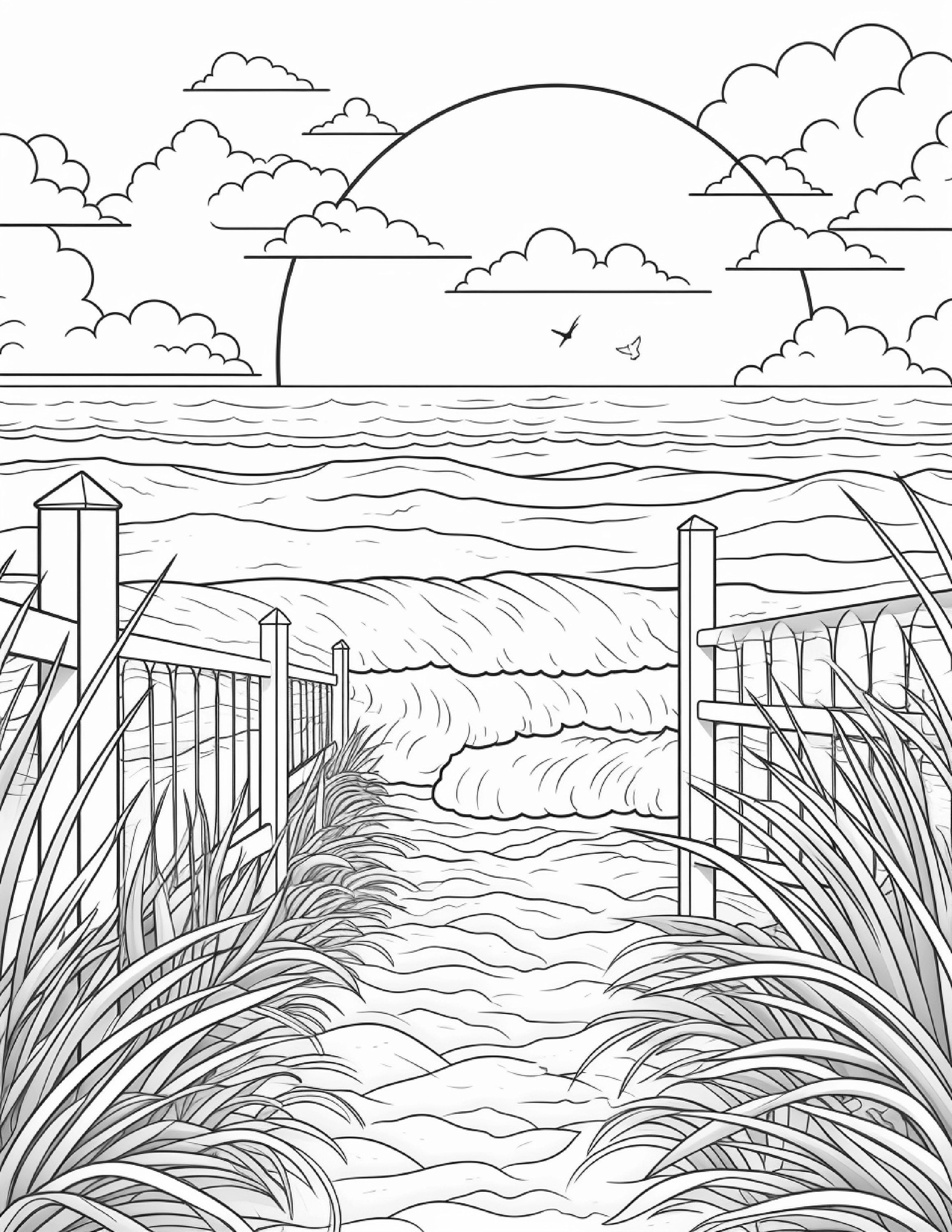 220 Beach Sunset Coloring Pages - Adults and Kids Coloring Pages ...