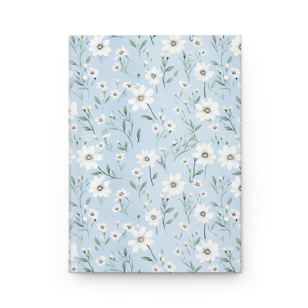 Blue Floral Flower Journal Hardcover Notebook 5.75"x8" 150 Lined Pages ...