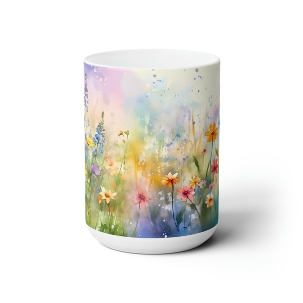 Wildflowers Mug Ceramic Mug 15oz, Best Selling Item, Most Popular Item, Trending on Etsy, Gifts Birthday, Christmas Best Sellers Mug